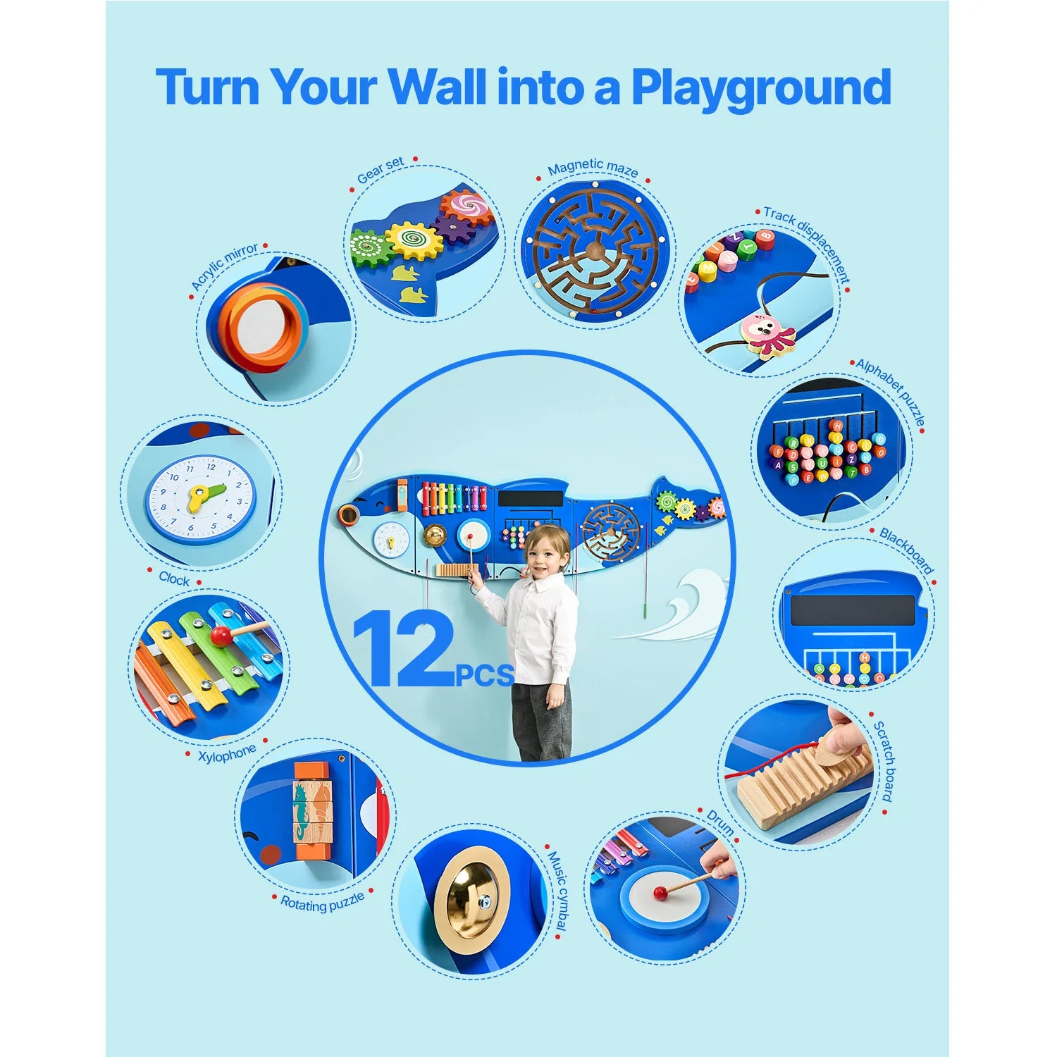 Orca Kids Busy Wall Board Toy