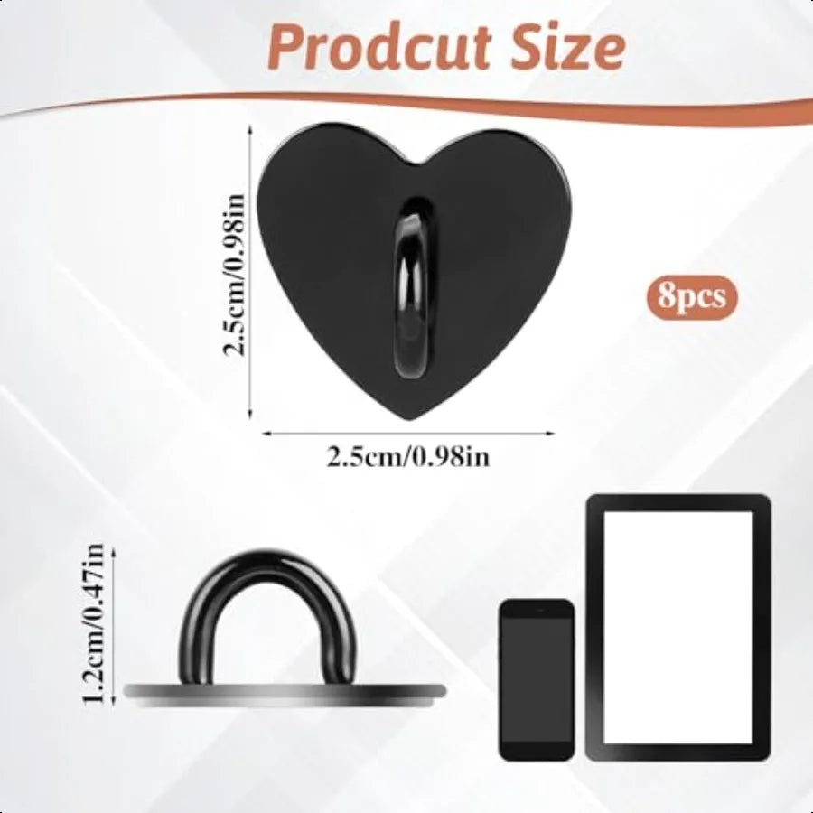 8-Pack Heart Metal Phone Ring Grip Set