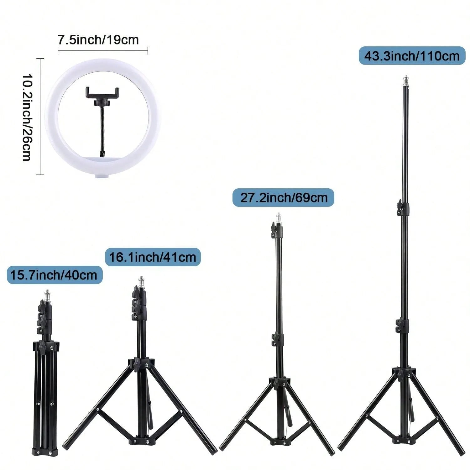 10'' Tricolor Ring Light with Tripod