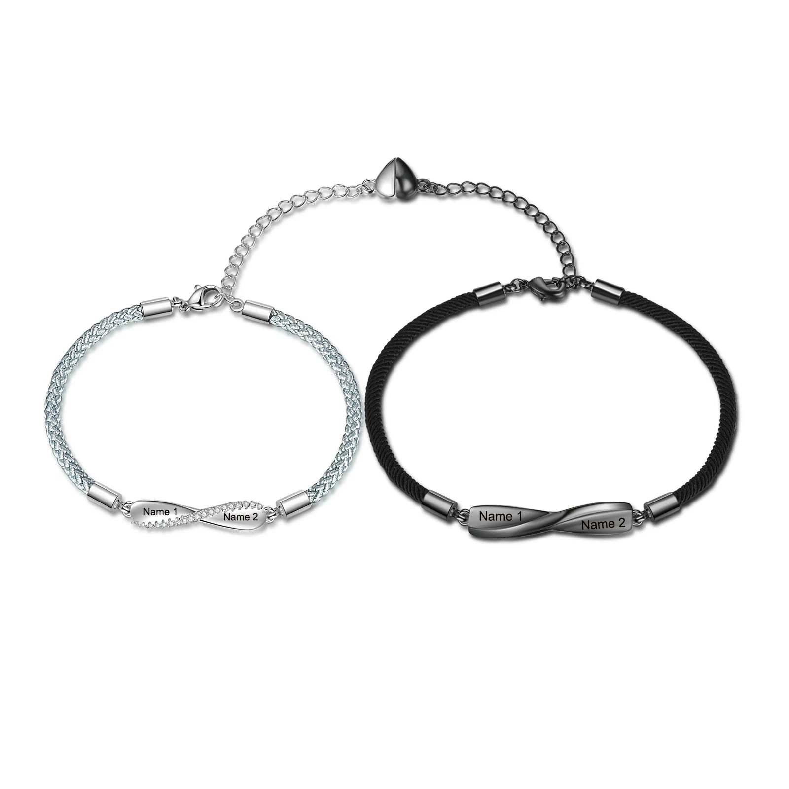 Custom Magnetic Heart Name Bracelets