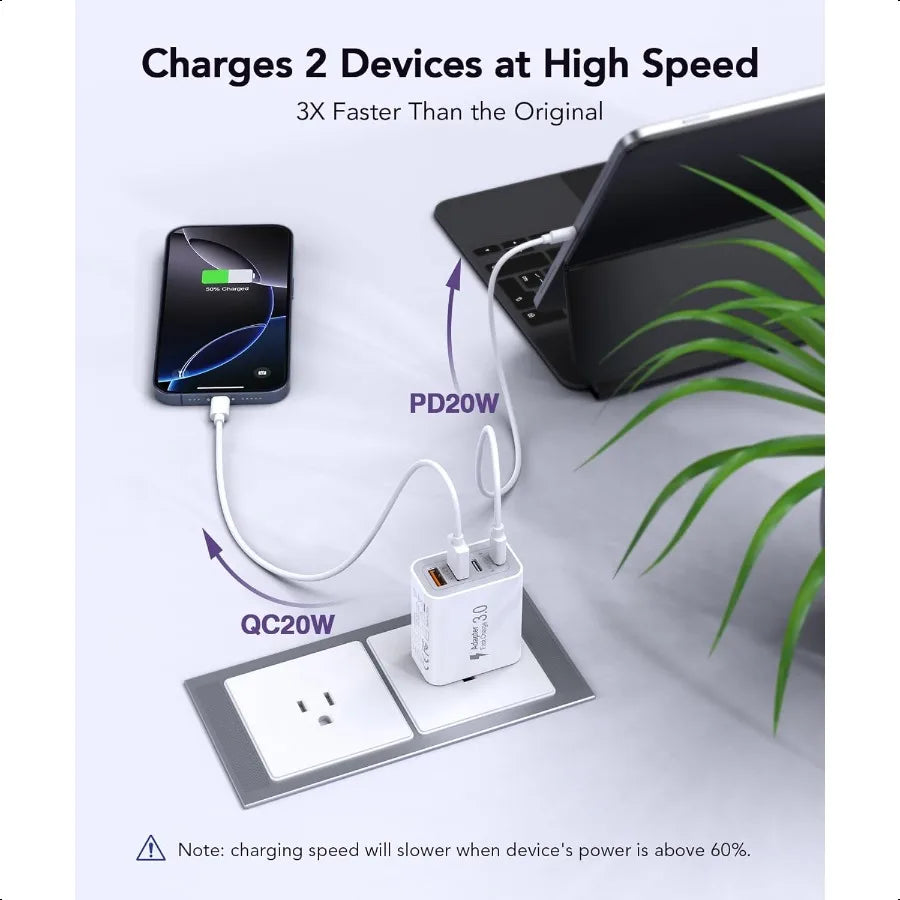 40W USB C Charger 2-Pack 4-Port Adapter