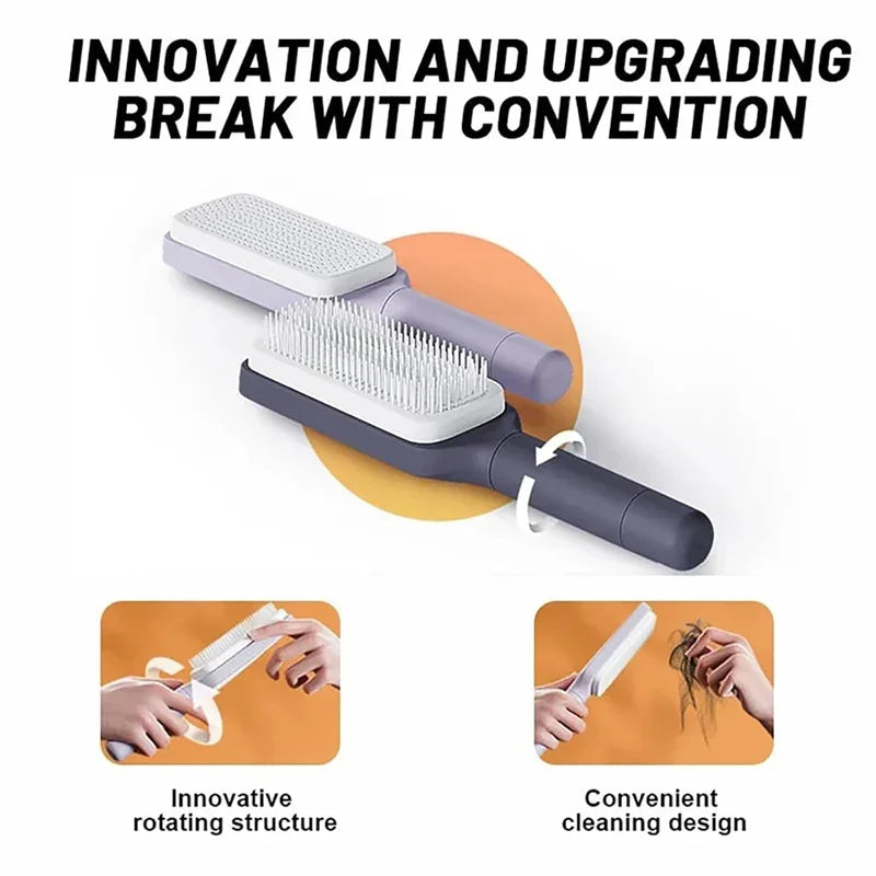 Rotatable Self Cleaning Hair Comb
