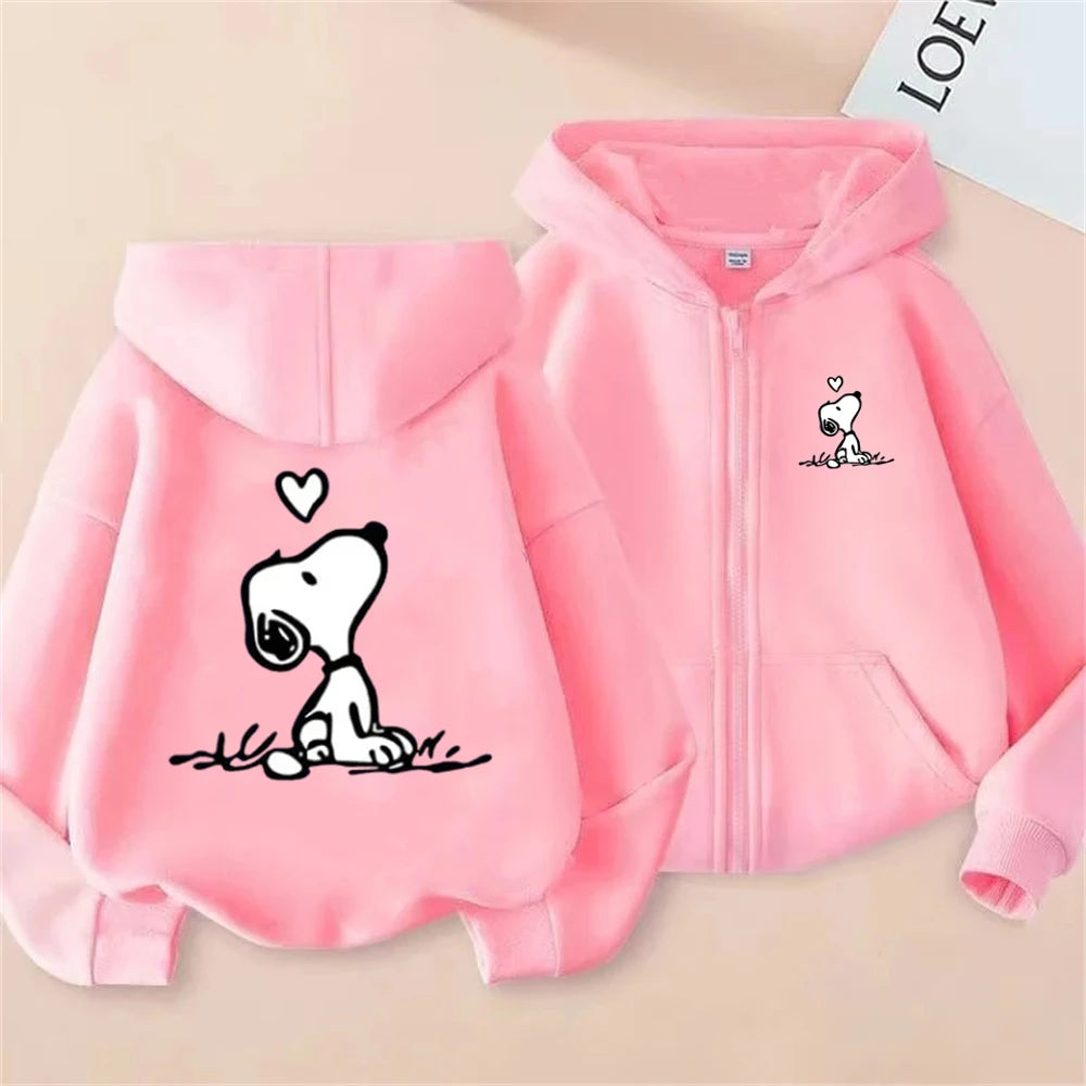 Disney Snoopy Kids Zip Hoodie – Pink