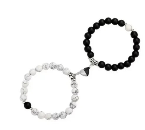 White and Black Couple Friendship Bracelet