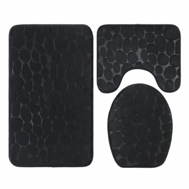 3-Piece Non Slip Cobblestone Bath Mat Set