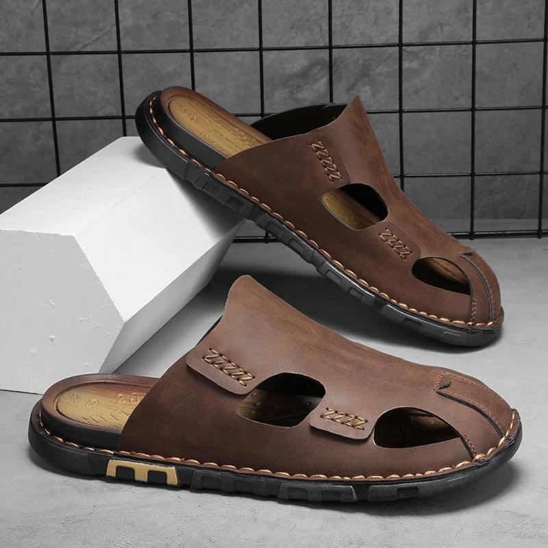 Luxury Leather Flip Flops Men 2024
