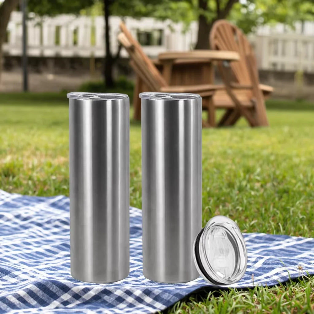 25pcs 20oz Silver Skinny Sublimation Tumblers