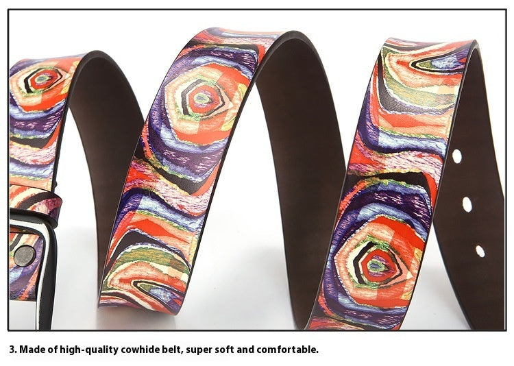 Rainbow Graffiti Cowhide Leather Belt