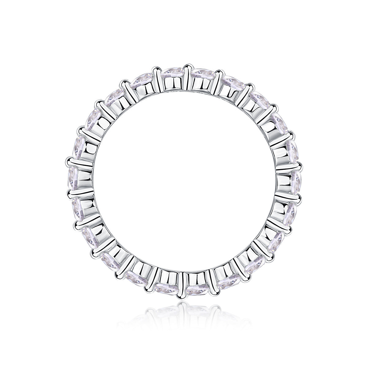 Row of Moissanite Silver Rings Set