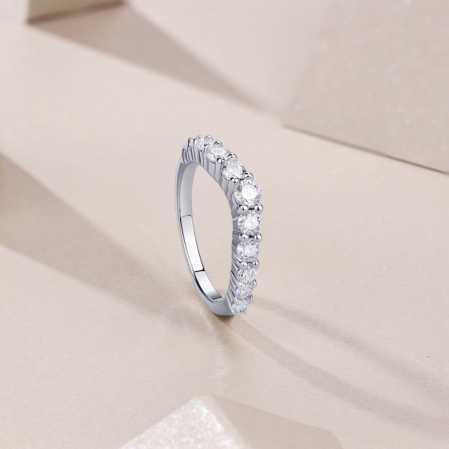 Crown Moissanite Silver Wedding Ring