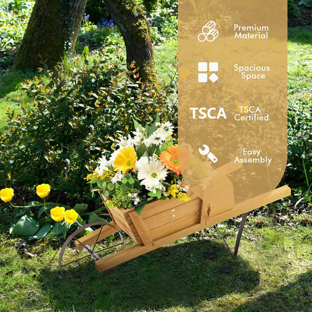 Wooden Wagon Planter with 9 Magnetic Accessories