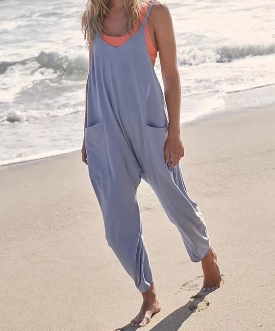 Summer Sleeveless Jumpsuit with Pockets