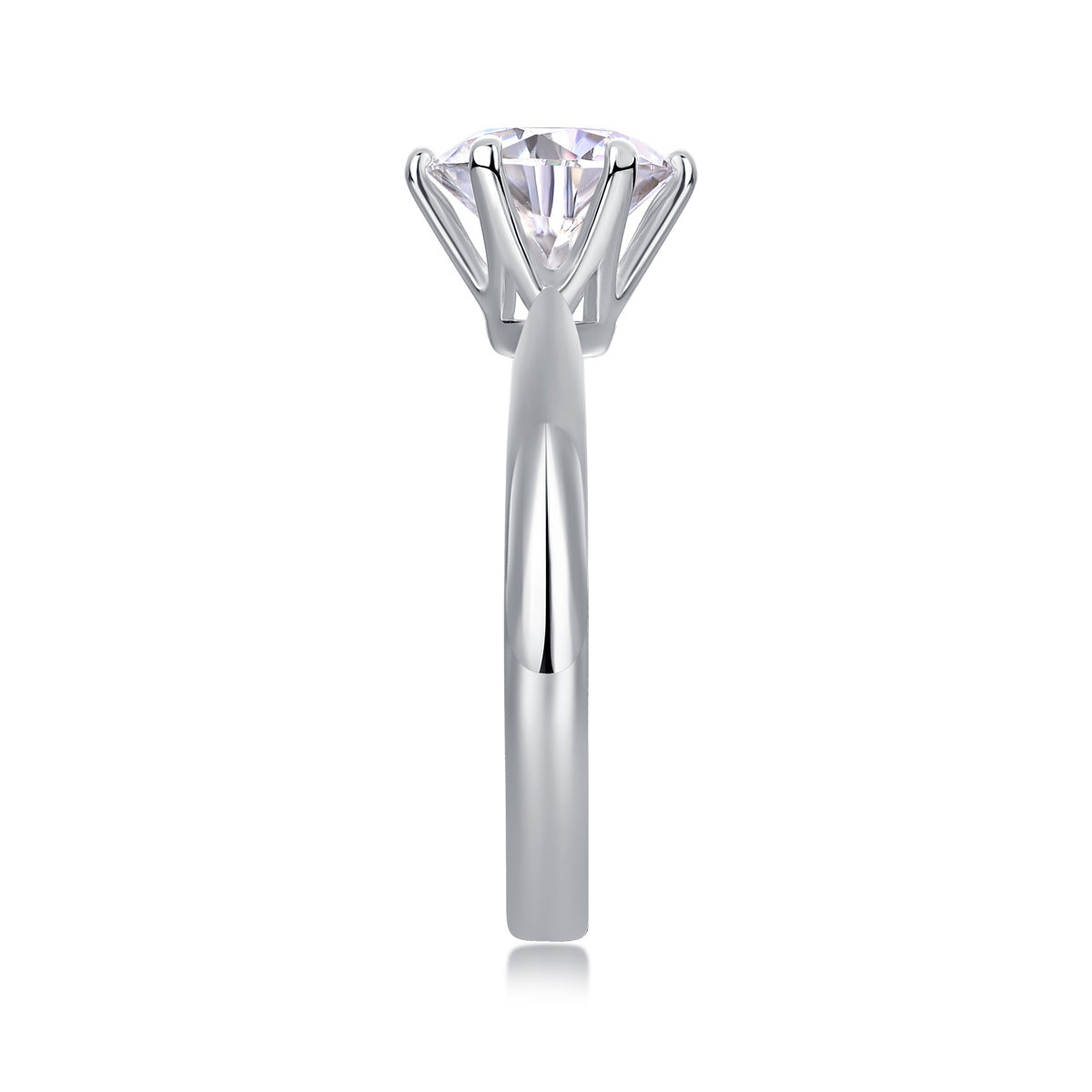 Classic Six-Prong Moissanite Silver Rings