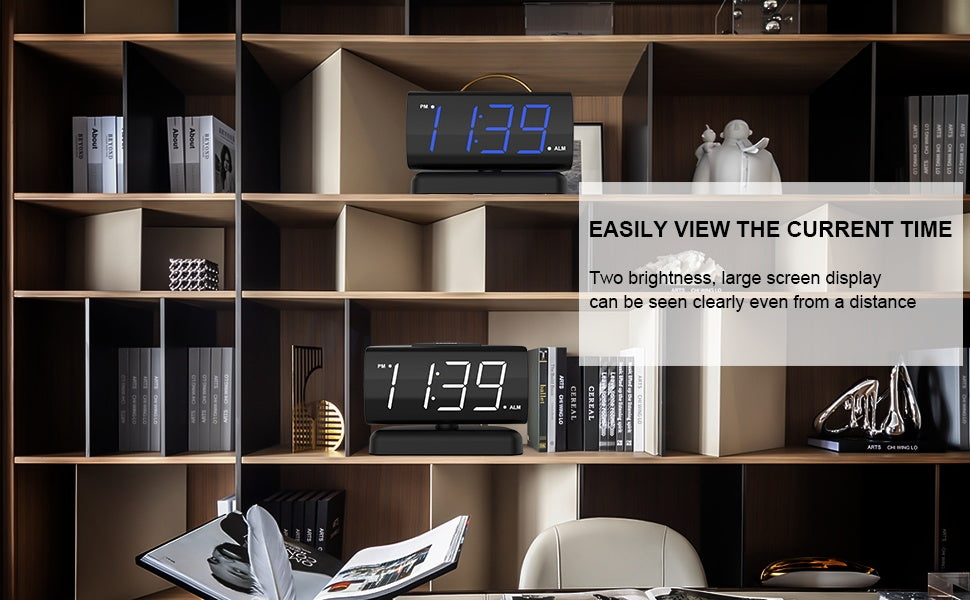 Large Digital Alarm Clock Rotating Base