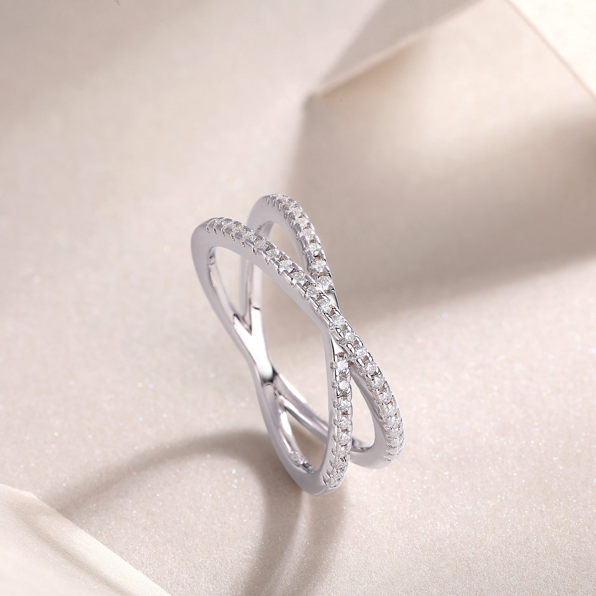 Double Band Moissanite Silver Ring