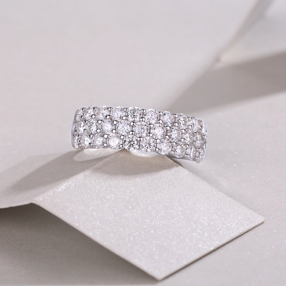 Multi-Row Moissanite Silver Ring Set