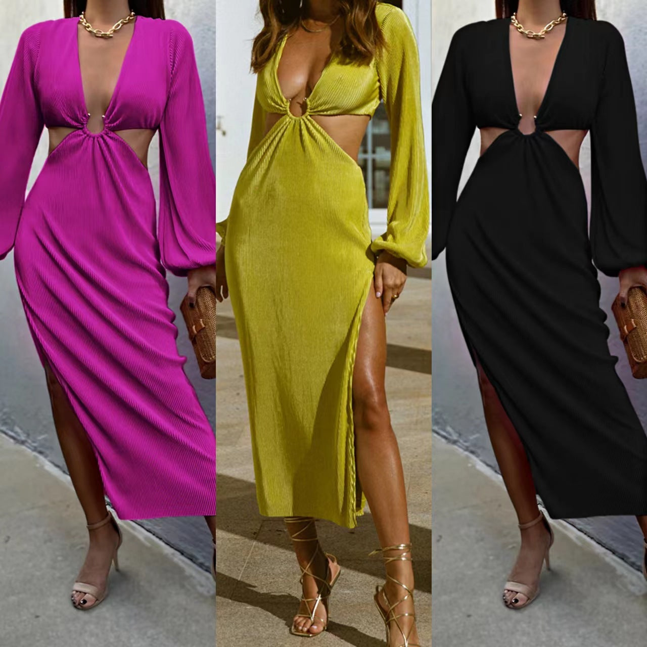 Autumn Pleated Waistless Dress