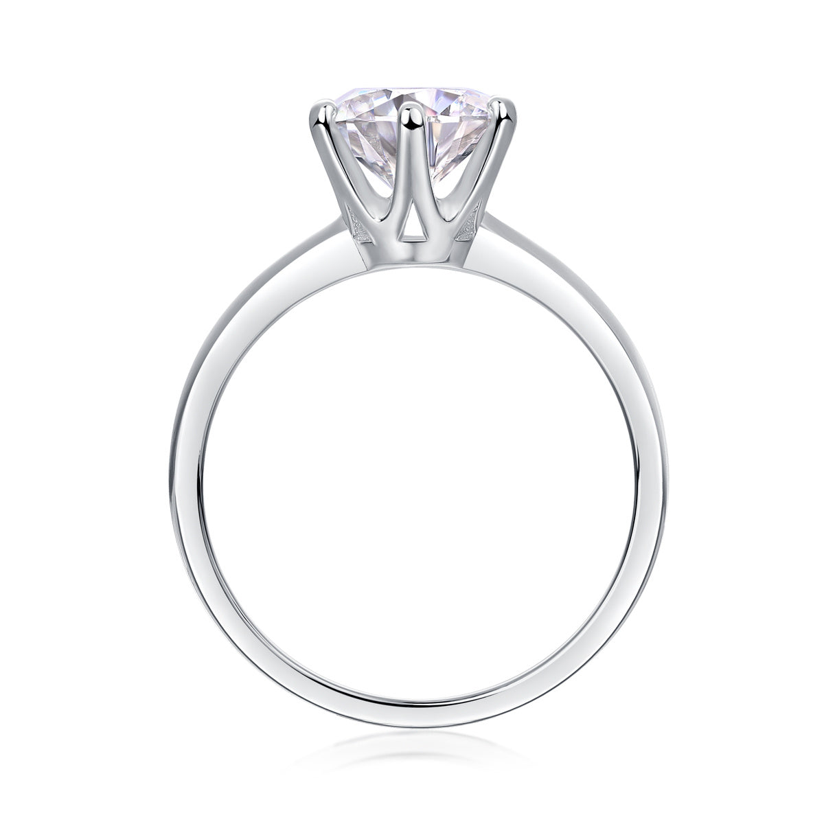 Classic Six-Prong Moissanite Silver Rings