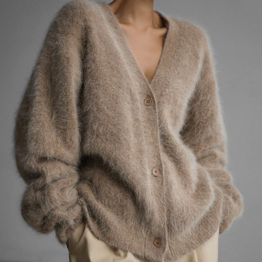 V-Neck Button Knit Cardigan Sweater