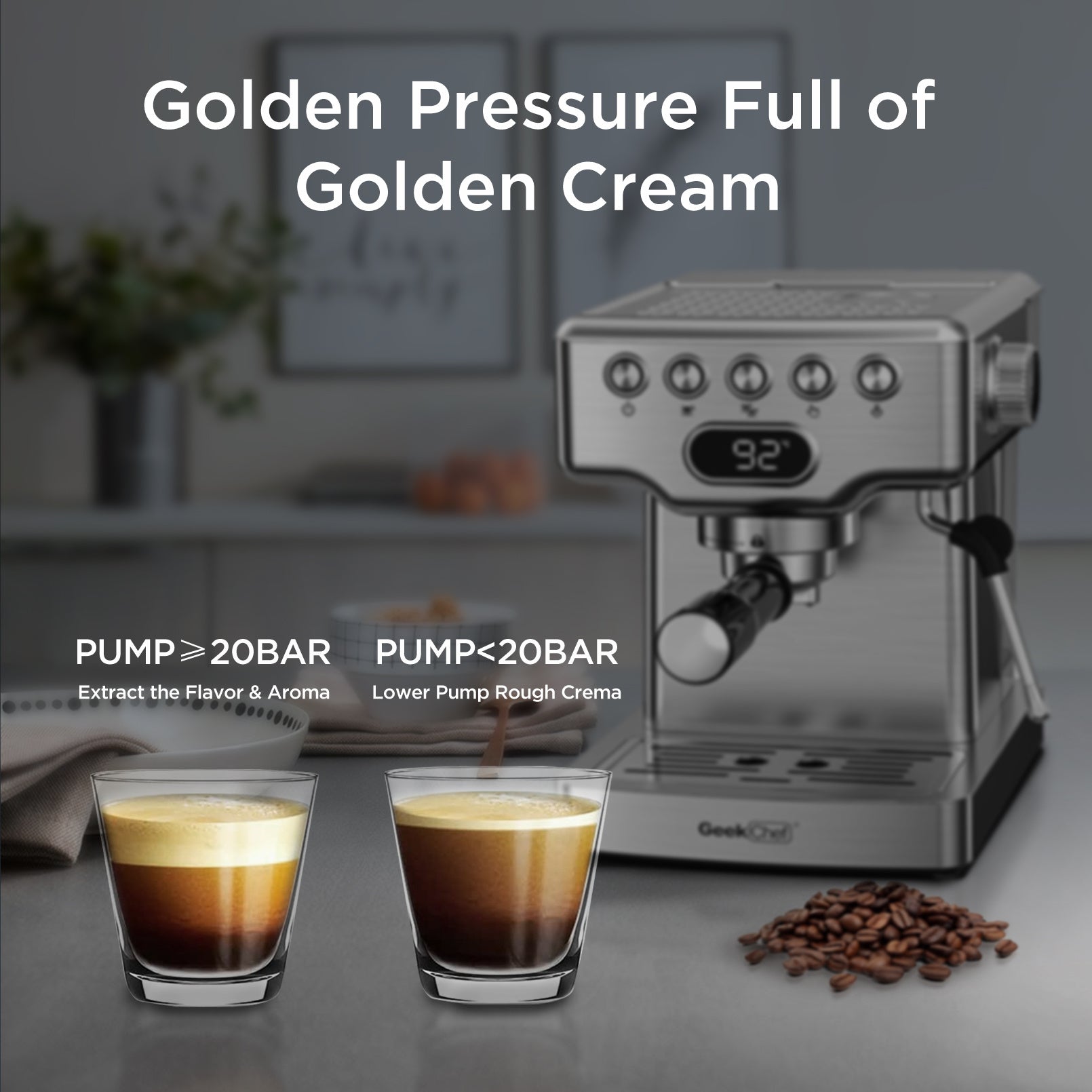 Geek Chef 20-Bar Espresso Machine & Frother