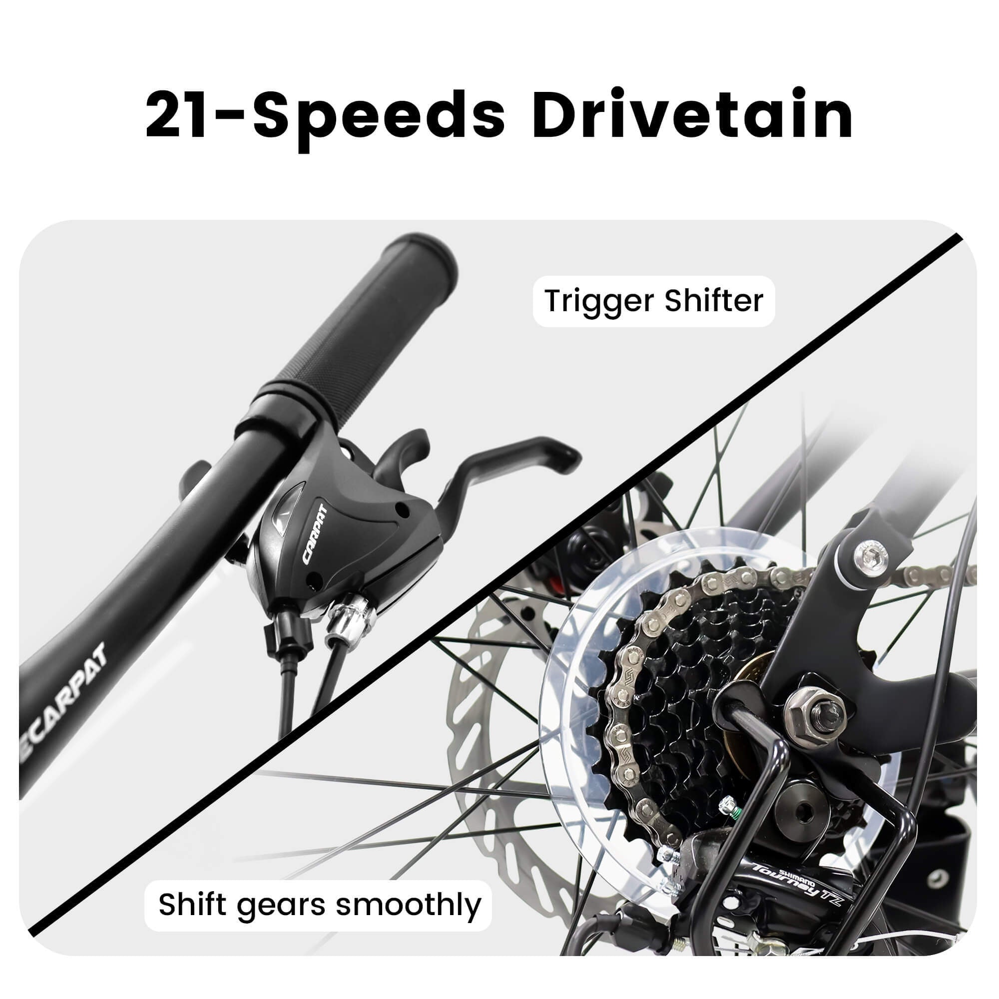 24" MTB Bike, 21-Speed, Disc Brakes, Durable Frame