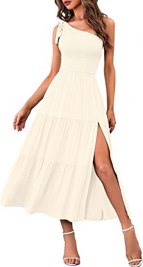 Robe d'été plissée à une épaule