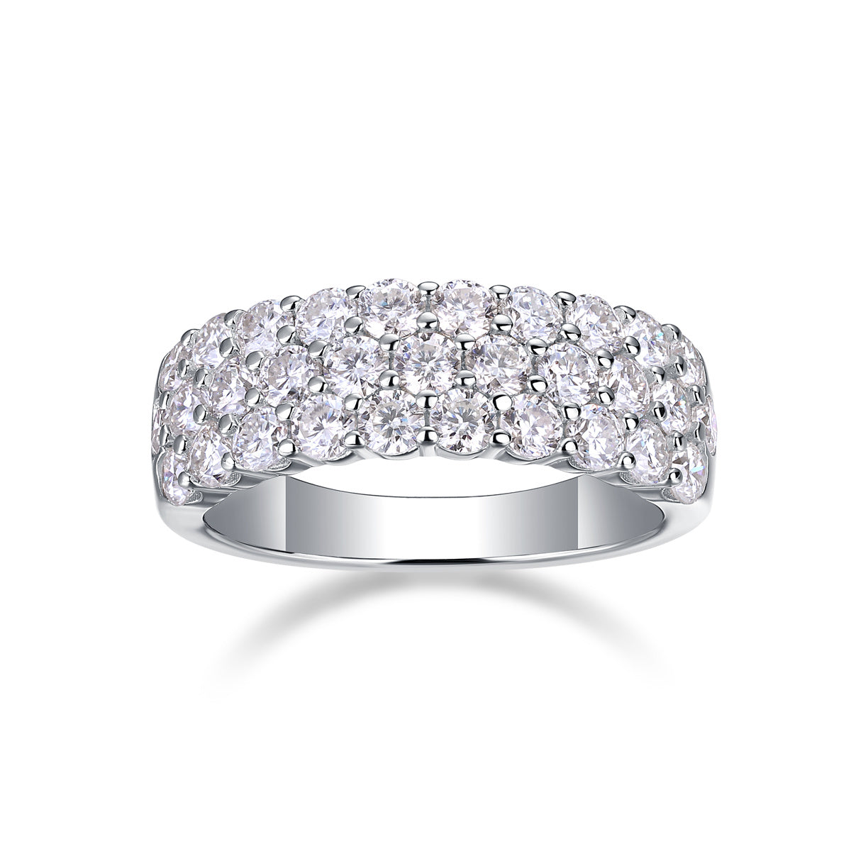 Multi-Row Moissanite Silver Ring Set