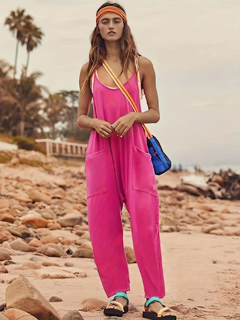 Summer Sleeveless Jumpsuit with Pockets