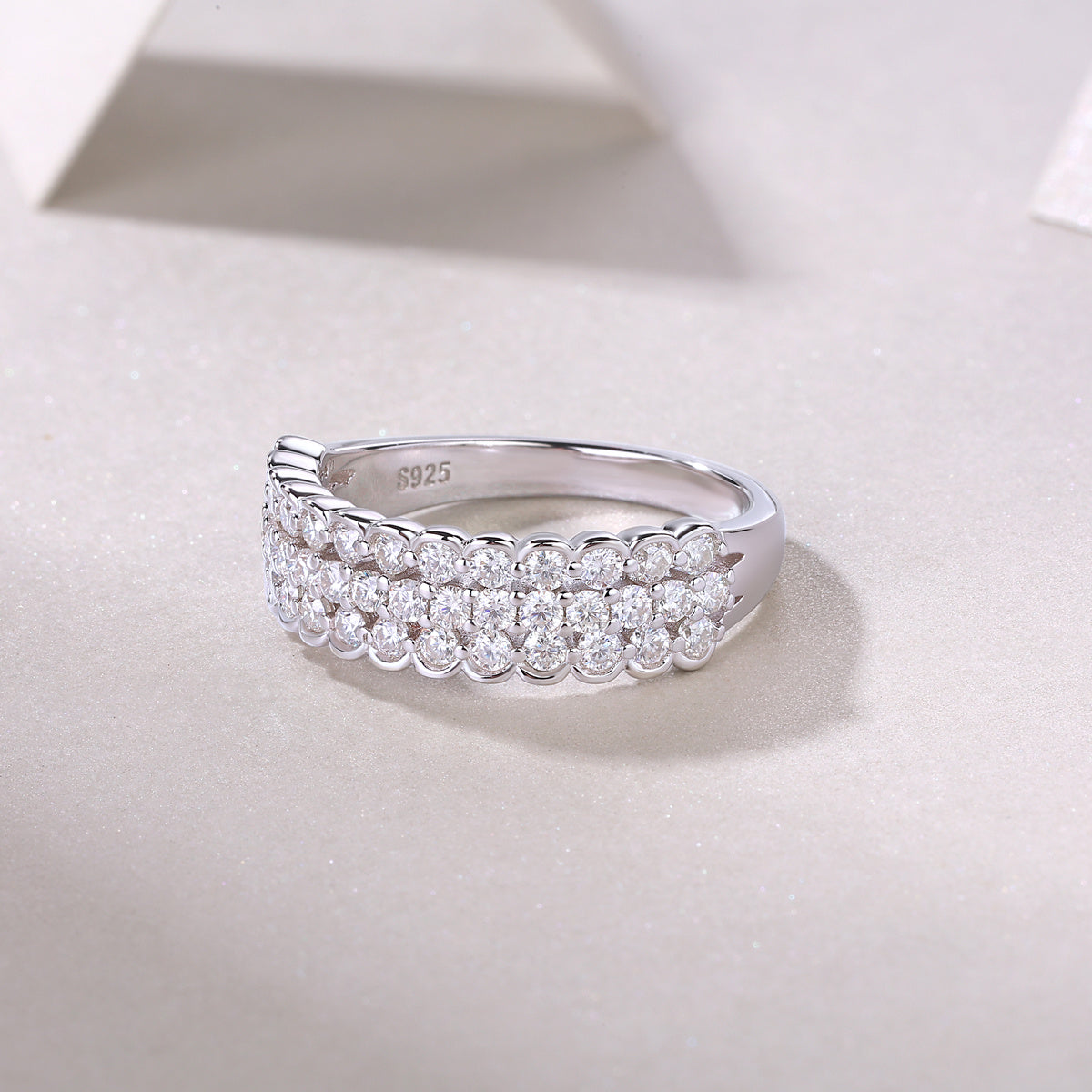 Multi-Row Moissanite Silver Ring Set