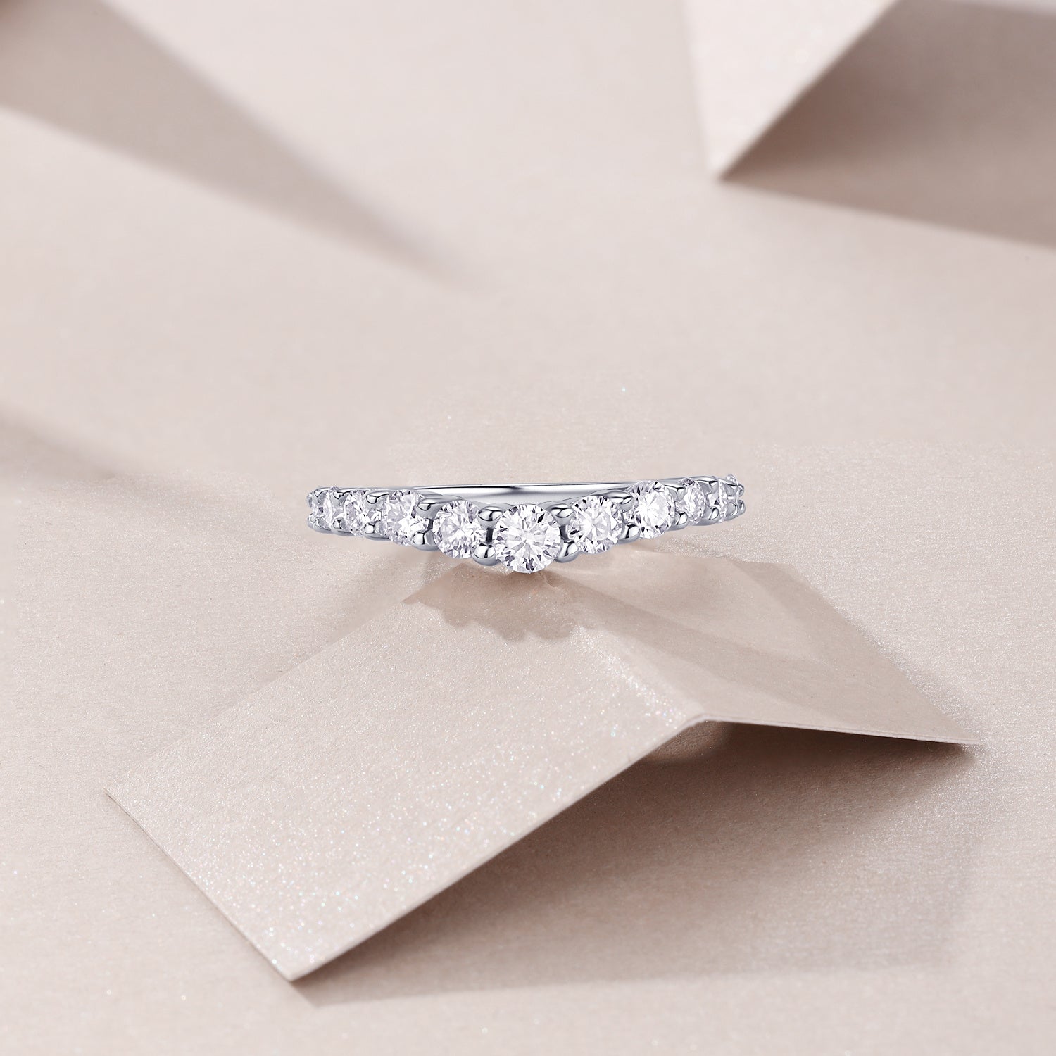Crown Moissanite Silver Wedding Ring