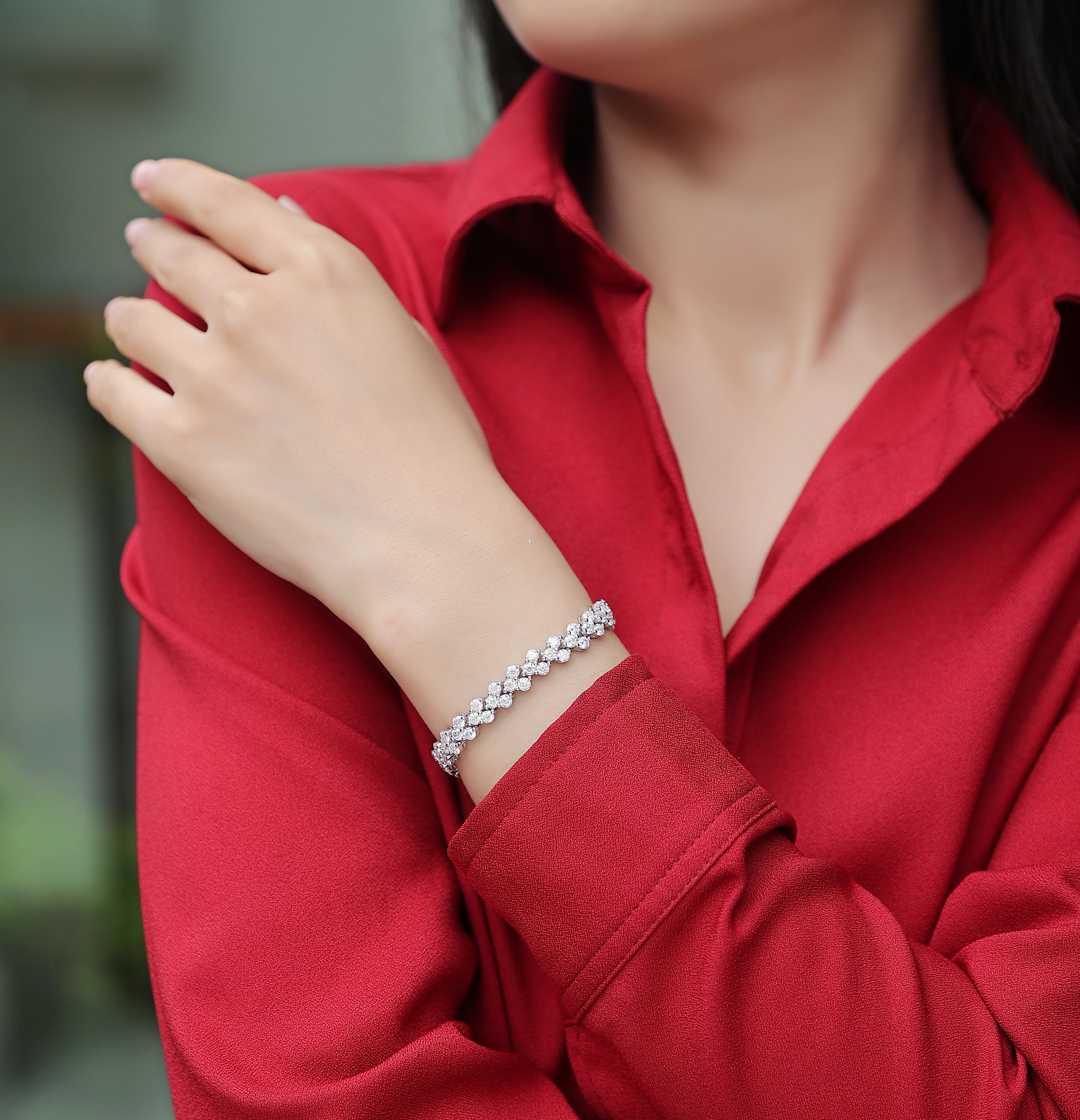 Kanong Mossan Diamond Silver Bracelet