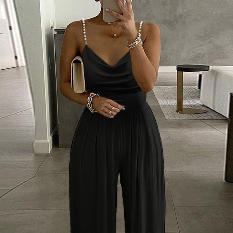 Wide Leg V-Neck Halter Jumpsuit
