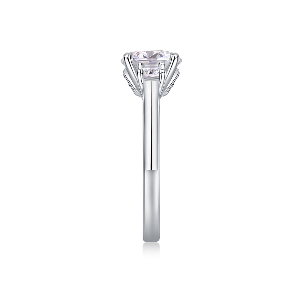 Large Moissanite Silver Diamond Ring