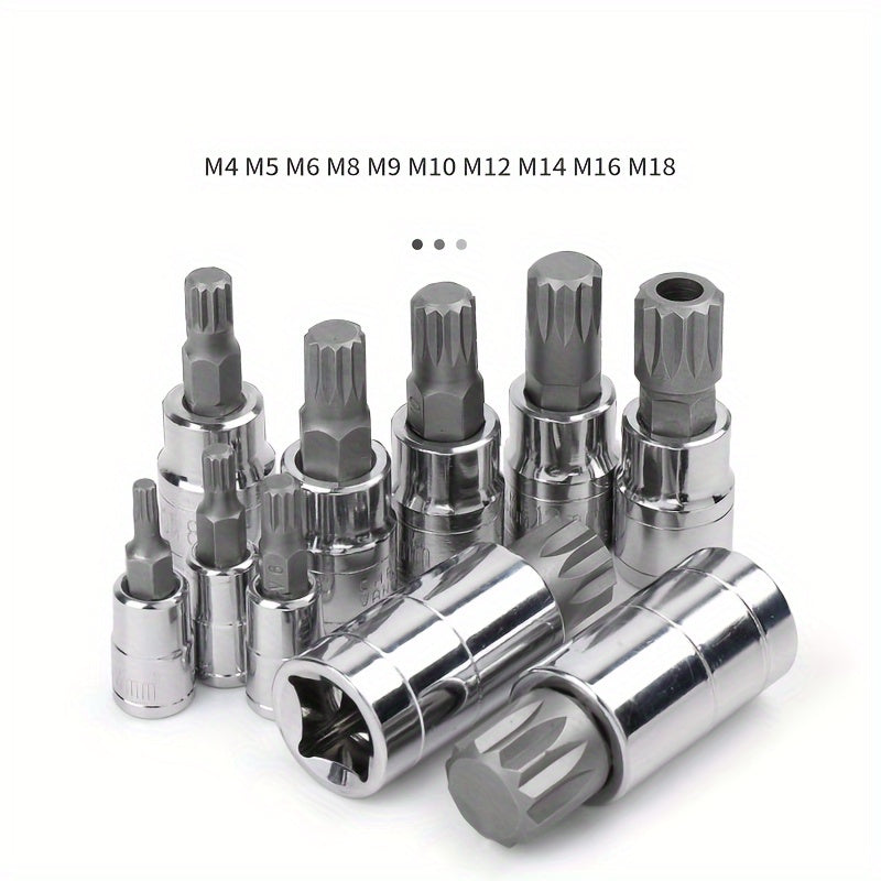 10PC XZN 12-Point Spline Bit Socket Set