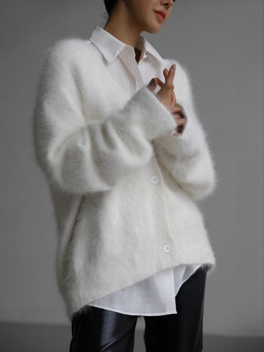 V-Neck Button Knit Cardigan Sweater