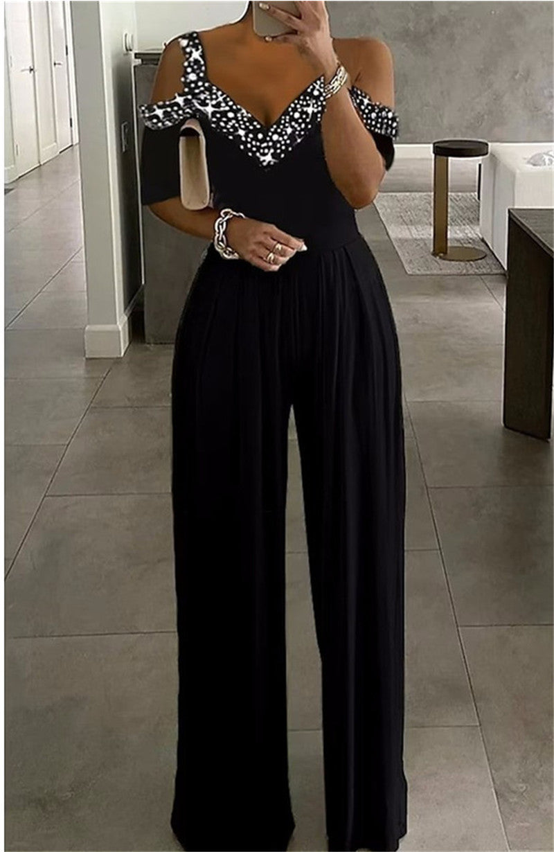 Wide Leg V-Neck Halter Jumpsuit
