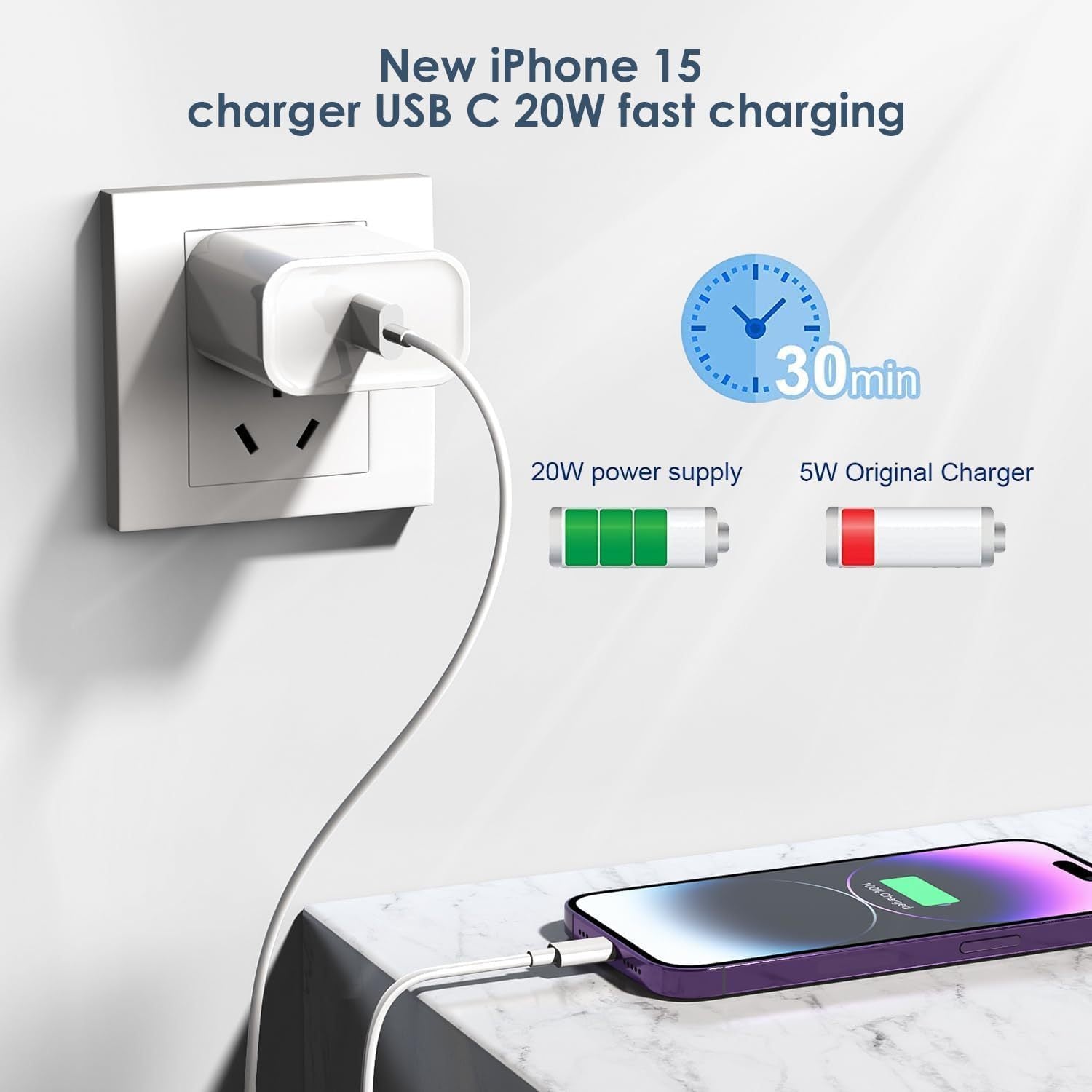 Cube Phone Charger 2-Pack with Cable
