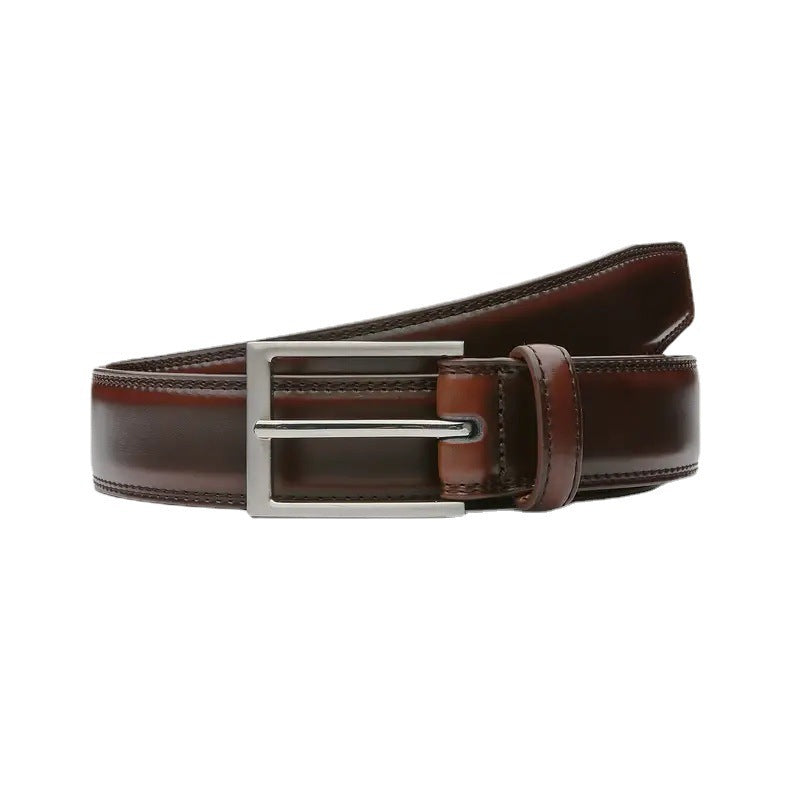 Ceinture à boucle ardillon en cuir de vache véritable pour homme