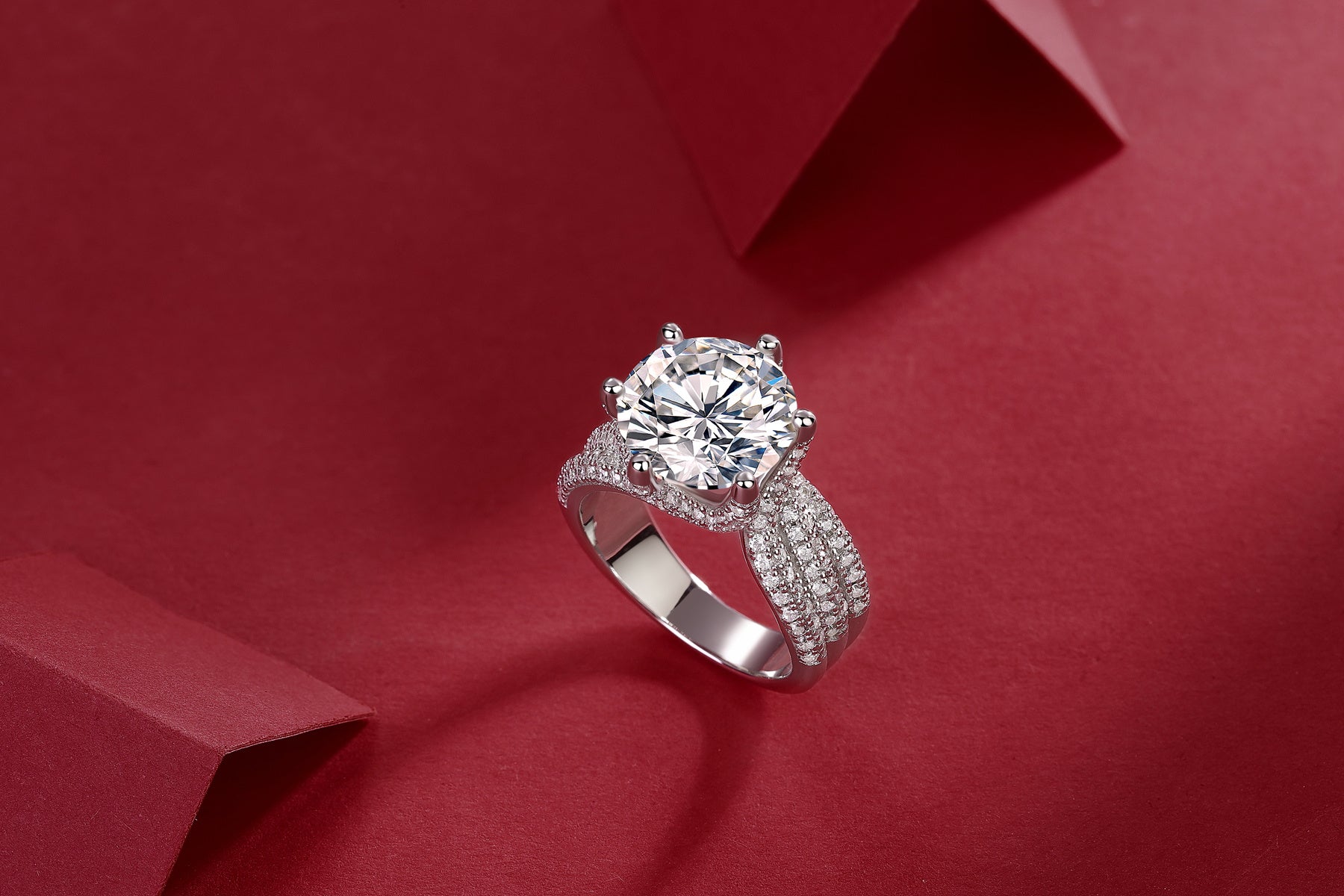 Luxury Large Moissanite Silver Ring