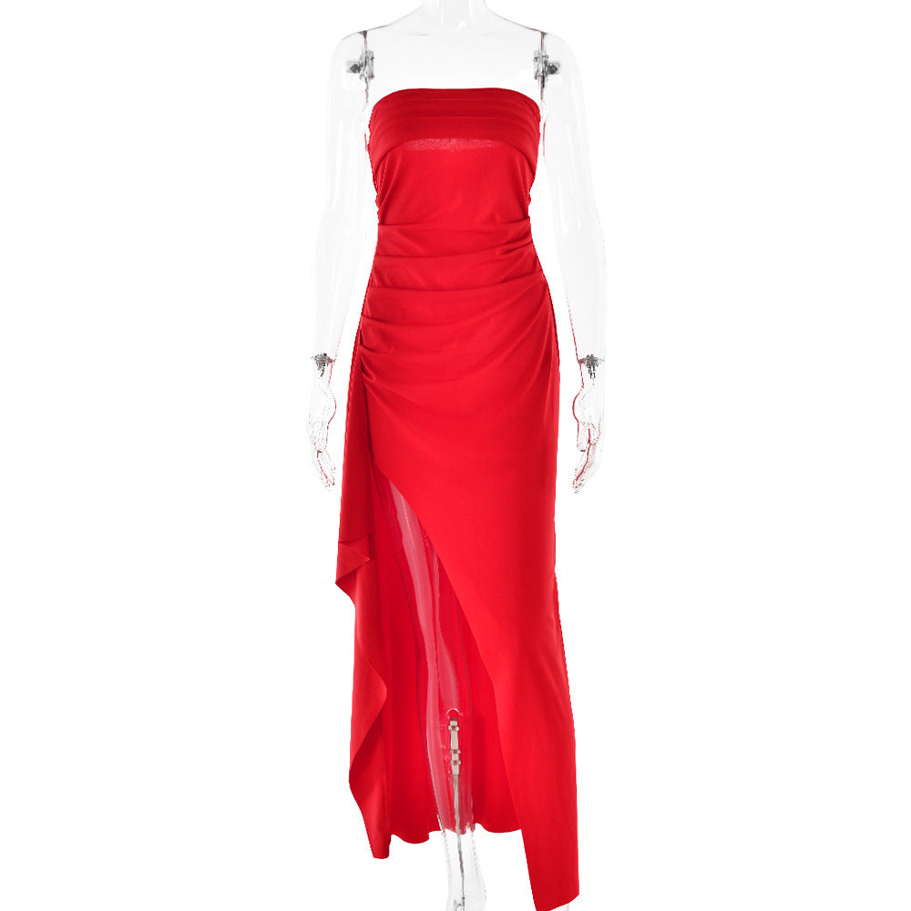Strapless Pleated Bridesmaid Dress