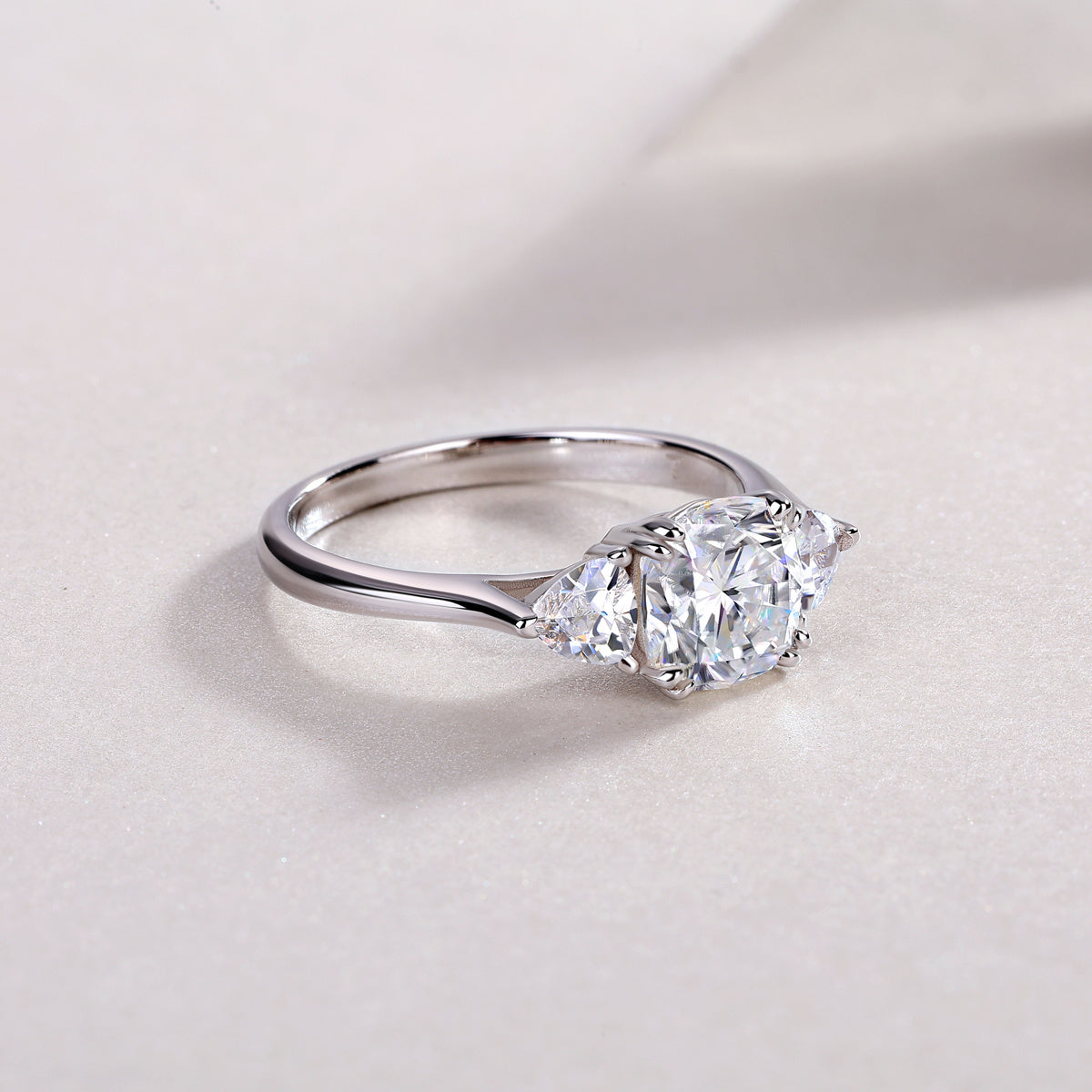 Large Moissanite Silver Wedding Ring